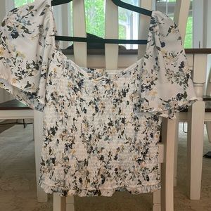 Abercrombie All-Over Smocked Flutter Sleeve Top